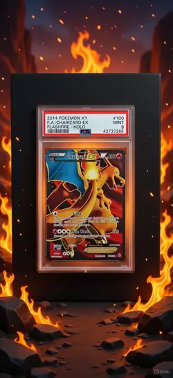 Charizard 100/106 EX Flashfire Full Art PSA 9 - Pokemon Card & Custom Frame - Image 1