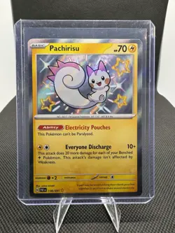 Pachirisu (Shiny Rare) 138/091 SV: Paldean Fates Holo Basic Pokemon TCG Card - Image 1