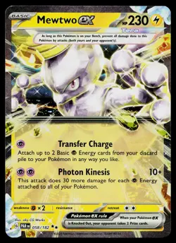 Mewtwo ex 058/182 Double Rare Paradox Rift Pokemon Near Mint - Image 1