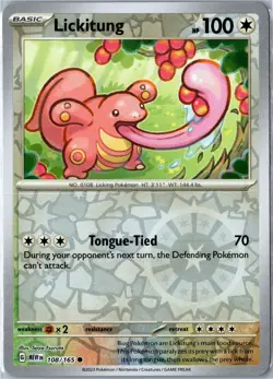 Lickitung 108/165 151 Common Reverse Holo Near Mint - Pokemon Card - Image 1