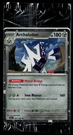 Archaludon 107/142 Stellar Crown Rare Pokemon EB GAMES Promo SEALED - Image 1