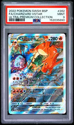 2022 POKEMON SWSH BLACK STAR PROMO #262 FULL ART/CHARIZARD VSTAR PSA 9 - Image 1