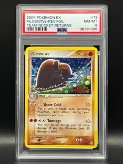 2004 Pokemon EX Team Rocket Returns- Piloswine #13 Reverse Holo Stamped- PSA 8 - Image 1
