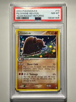 2004 Pokemon EX Team Rocket Returns- Piloswine #13 Reverse Holo Stamped- PSA 8 - Image 2