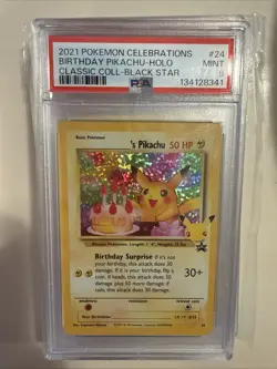 2021 POKEMON CELEBRATIONS CLASSIC COLL #24 BIRTHDAY PIKACHU-HOLO PSA 9 - Image 1