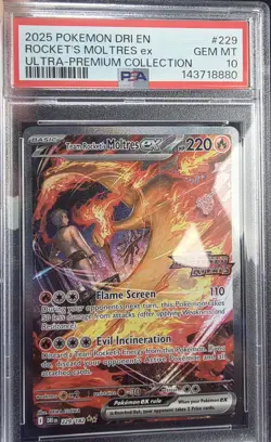 Pokemon Team Rocket's Moltres ex Destined Rivals Stamp Holo PSA 10 229/182 2025 - Image 1