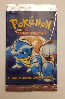 Pokemon TCG Base Set Empty Booster Pack Wrapper Blastoise Artwork - Image 1