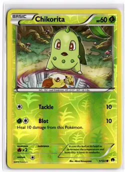 2016 Pokemon - English XY - BREAKpoint Chikorita 1/122 Reverse Holo NM - Image 1