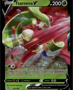 Tsareena V Ultra Rare SWSH08: Fusion Strike 021/264 Grass Holo Pokemon Card - Image 1