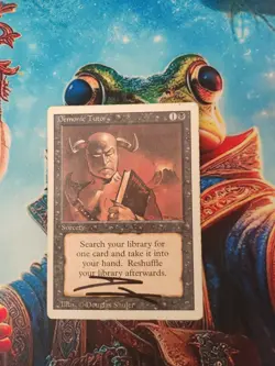 MTG Demonic Tutor - Revised Edition - Signed By Artist, HP - Image 1