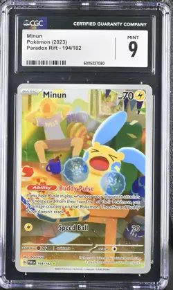 2023 Pokemon Paradox Rift MINUN 194/182 Illustration Rare PSA 9 MINT ENGLISH - Image 1