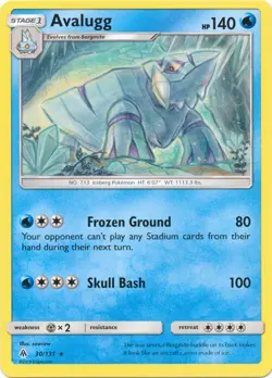 Pokemon - Avalugg - 30/131 - Rare - Sun & Moon Forbidden Light - NM - Image 1
