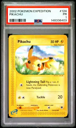 2002 POKEMON EXPEDITION #124 PIKACHU PSA 1 - Image 1