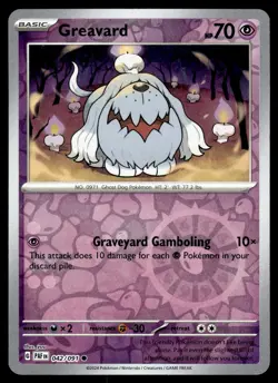 Greavard (Reverse Holo + Cosmos Holo) 042/091 Common Paldean Fates Pokemon - Image 1