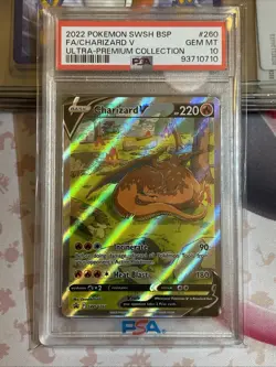 2022 POKEMON SWSH BLACK STAR PROMO #260 FULL ART/CHARIZARD V PSA 10 - Image 1