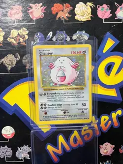 Pokemon Chansey 3/102 Shadowless Base Set Holo Rare WOTC 1999 MP - Image 1