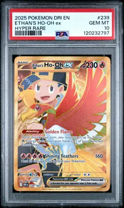 2025 POKEMON DRI EN-DESTINED RIVALS HYPER RARE #239 ETHAN'S HO-OH EX PSA 10 - Image 1