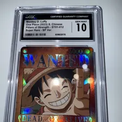 CGC 10 Monkey D Luffy Wanted Pillars Of Strength St01-012 - Image 2