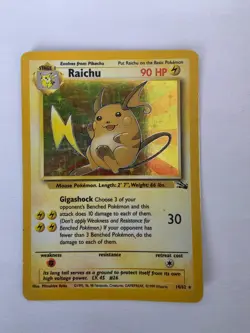 Raichu 14/62 Holo Rare Fossil Set Pokemon Card Vintage WOTC LP - Image 1