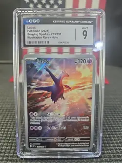 CGC 9 MINT Latios Surging Sparks 203/191 Illustration Rare Holo Pokemon Card - Image 1
