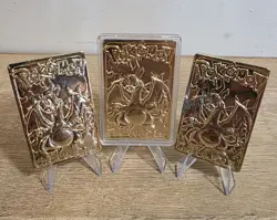 Pokemon 1999 23k Gold Plated Charizard Trading Card Burger King Promo X3 - Lot - Image 1