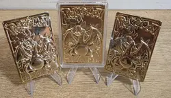 Pokemon 1999 23k Gold Plated Charizard Trading Card Burger King Promo X3 - Lot - Image 2