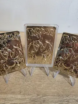 Pokemon 1999 23k Gold Plated Charizard Trading Card Burger King Promo X3 - Lot - Image 4