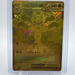 Mega Lucario Ex 188/132 Mega Evolution Gold Hyper Rare Pokemon TCG Card English - Image 1