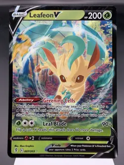 Leafeon V 007/203 - Ultra Rare Holo - Evolving Skies Pokemon Card NM - Image 1