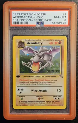 ⭐PSA 8 Aerodactyl 1st Edition Holo 1/62 WITH GUARD⭐ Fossil Set Graded Card - Image 1