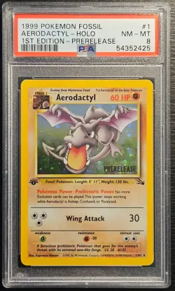 ⭐PSA 8 Aerodactyl 1st Edition Holo 1/62 WITH GUARD⭐ Fossil Set Graded Card - Image 3