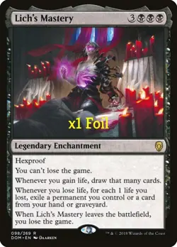 MTG Foil Dominaria DOM Lich's Mastery NM - Image 1