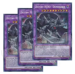 Yugioh Destiny Hero Dominance x 3 1st Edition Prismatic Secret Rare NM Free Holo - Image 1