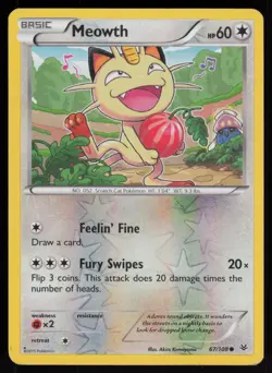 Reverse Holo Meowth 67/108 XY - Roaring Skies Pokemon TCG Card - Image 1