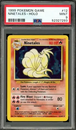 1999 PSA 9 Pokemon Base Set Ninetales Holo Rare 12/102 Card Mint - Image 1