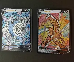 Pokemon Pollwhirl V 61/S-P & Fearow V 22/S-P Stained Glass Cards - Image 1