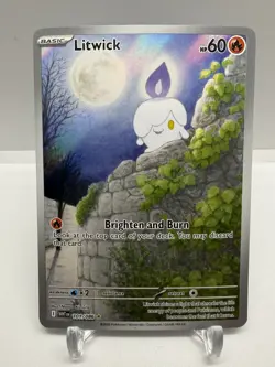 2025 Pokemon Litwick 101/086 SV11W: White Flare Holo Illustration Rare NM - Image 1