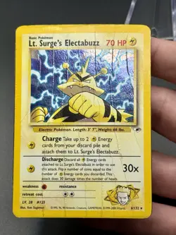 Pokemon TCG Lt. Surge's Electabuzz 6/132 Gym Heroes Holo Rare Vintage Damaged - Image 1