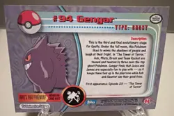 Pokemon Topps Gengar Animation Series 2 Rainbow Foil #94 Holo Vintage Blue Logo - Image 2