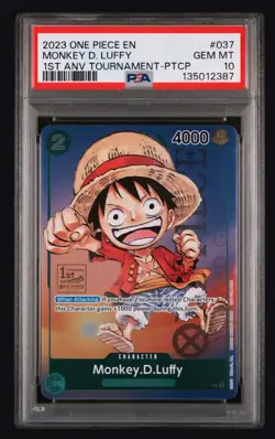 2023 ONE PIECE PROMOS 1ST ANV TOURNAMENT-PARTICIPATION MONKEY D. LUFFY PSA 10 - Image 1