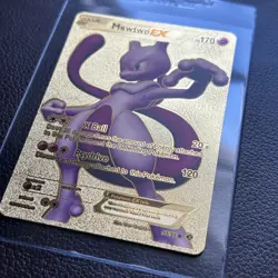 Pokemon Fan Art Shining Mewtwo EX 170 HP Textured Gold Foil Card NM It. #98/99 - Image 2