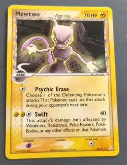 Mewtwo 24/110 Non-Holo Rare EX Holon Phantoms Delta Species Pokemon Card - Image 1