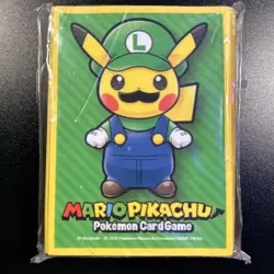 Luigi Pikachu Deck Sleeves (64ct) Pokemon Center 2016 Mario Pikachu Campaign JPN - Image 1