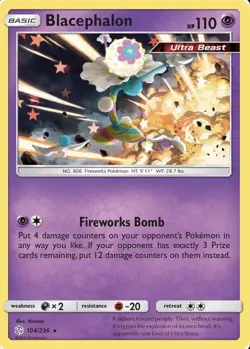 Blacephalon 104/236 Cosmic Eclipse Holo Rare Sun & Moon S&M Pokemon TCG Card NM - Image 1