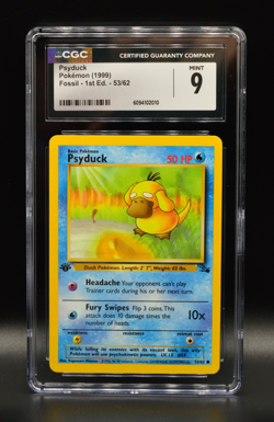Psyduck 1st Edition 1999 Pokemon Fossil #53 WOTC CGC 9 PSA Newly Graded - Image 1