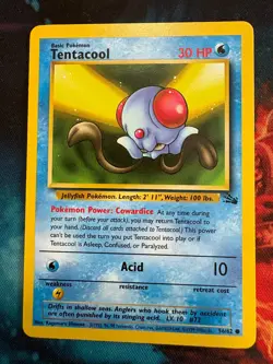 Pokemon TCG Tentacool Fossil 56/62 Regular 1999-2000 Wizards Base Set MP - Image 1