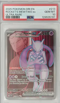 Pokemon TCG Team Rockets Mewtwo EX 213/182 Full Art Destined Rivals PSA 10 - Image 1