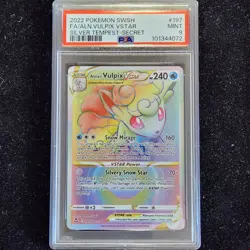 2022 Pokemon Silver Tempest Alolan Vulpix Vstar Secret Rare 197/195 | PSA 9 Mint - Image 1