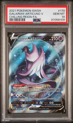 Galarian Articuno V 170/198 PSA 10 Sword & Shield Chilling Reign Pokemon Tcg - Image 1