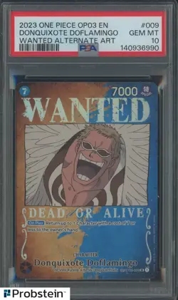 2023 One Piece OP03 EN Donquixote Doflamingo Wanted Alternate Art #009 PSA 10 - Image 1